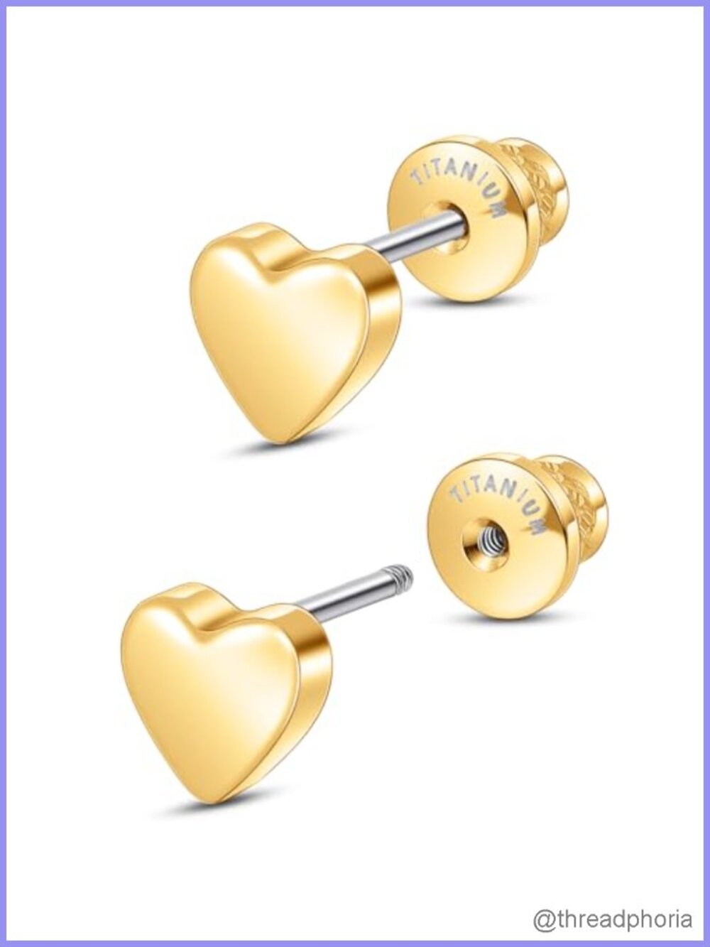 Titanium Stud Earrings with CZ Screw Back Implant Grade F136